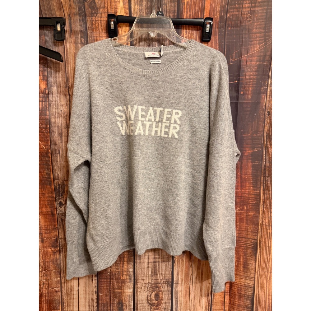 Vineyard Vines Womens Grey Sweater Weather Cashmere Blend Knit XL 2E001652